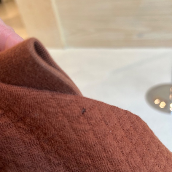 Quilted Bomber Style Rust Color Zip Sweatshirt - Picture 7 of 8